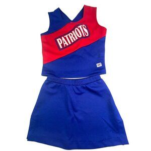 NEW Youth PATRIOTS Cheerleader Uniform Outfit Costume 30" TOP Elastic Skirt RWB